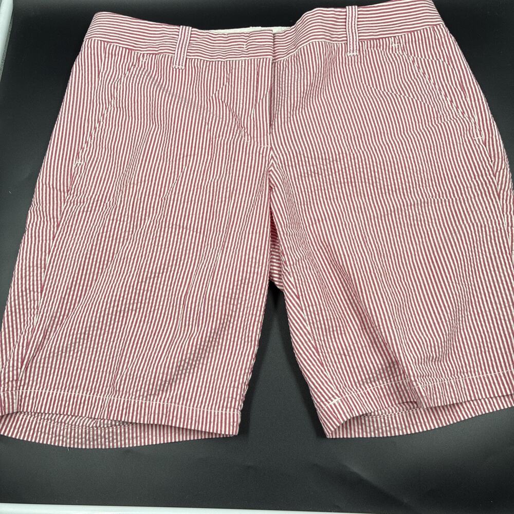 J Crew Bermuda Shorts Women’s Size 4 Seersucker Stripe Spring 2014 City Fit